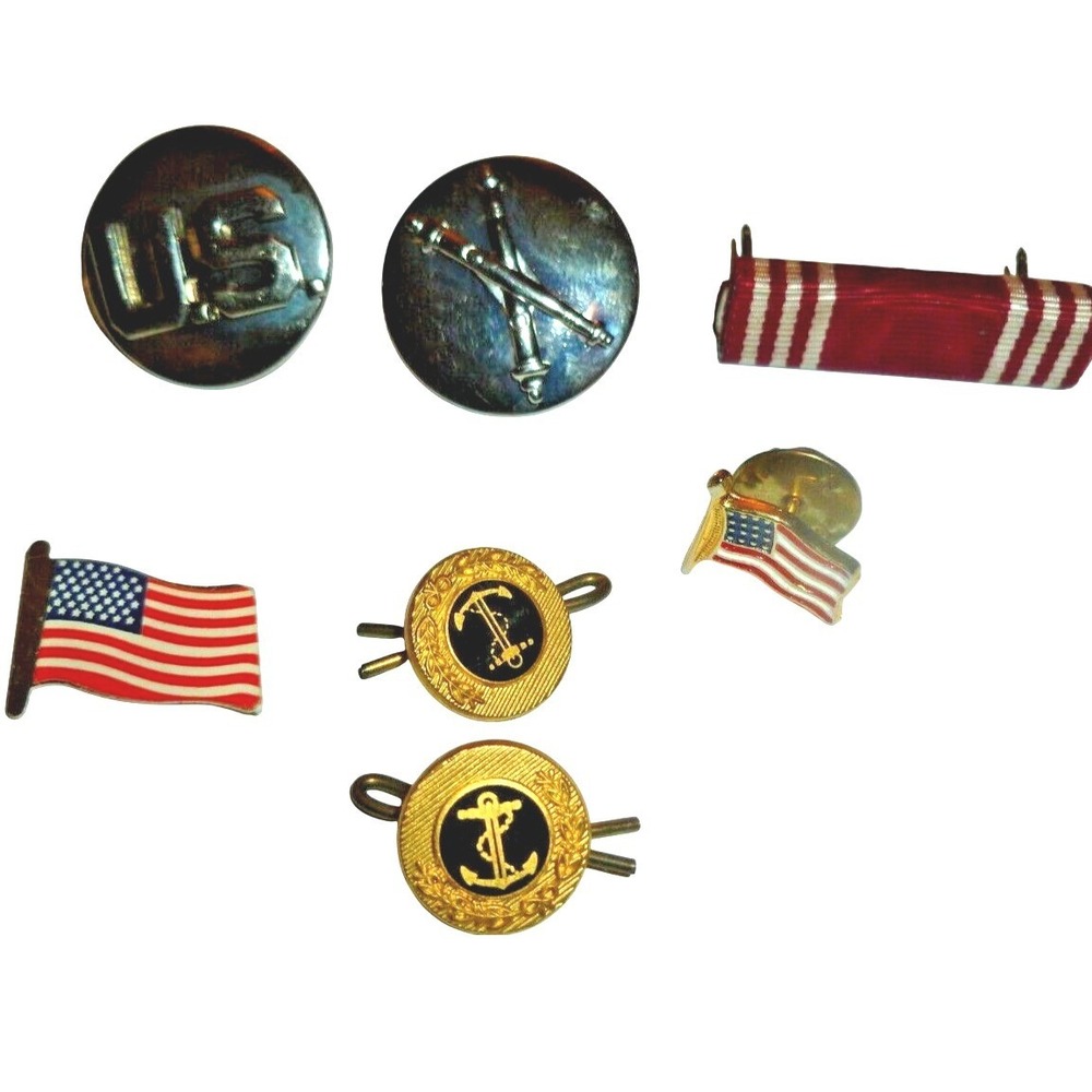Vintage Military Service Members Pins Button Lapel Lot‎ Army Navy